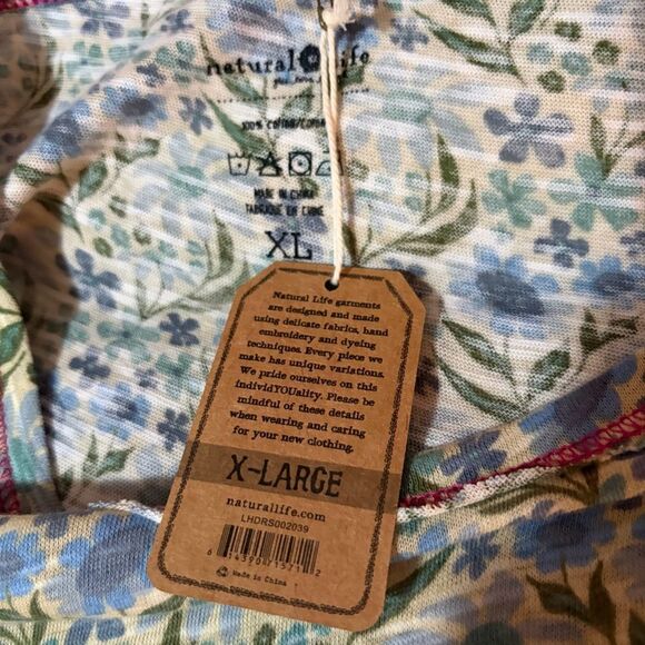 Natural Life Cotton Tee Mini Dress Frankie Knit Blue Floral Tshirt Dress XL NWT - Picture 13 of 13